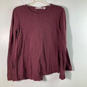 Womens‎ Wilt Asymmetrical Tee Maroon XS Made in USA Long Sleeve Cotton